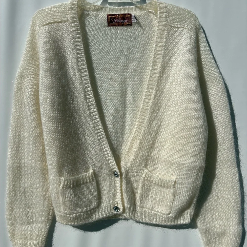 Vintage Worthington Mohair Blend precious Cardigan with Pockets Women's soft M - Picture 2 of 9